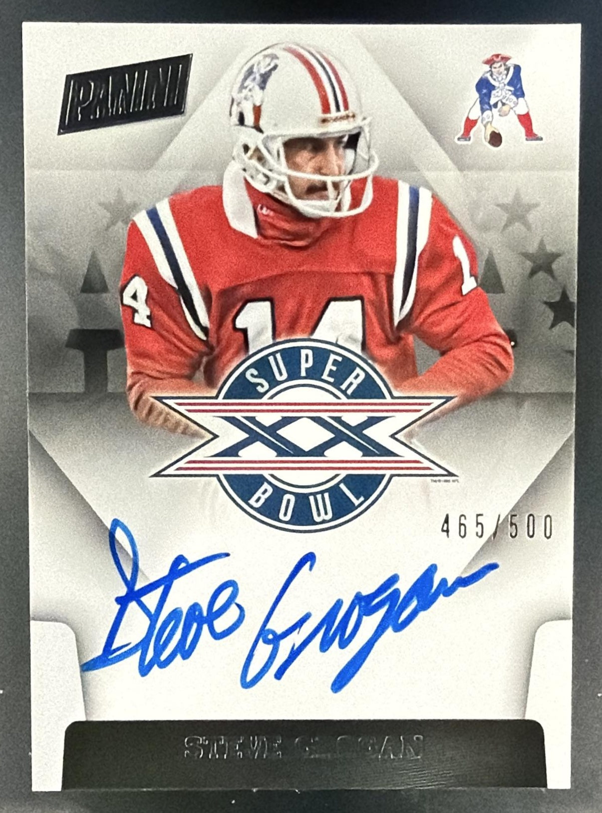 2015 Panini Certified Steve Grogan #SBXX-SG Super Bowl Signatures /500 Auto — front