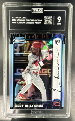 2024 Bowman Chrome Elly De La Cruz #BC25-1 1999 25th Anniversary RC Reds TAG 9