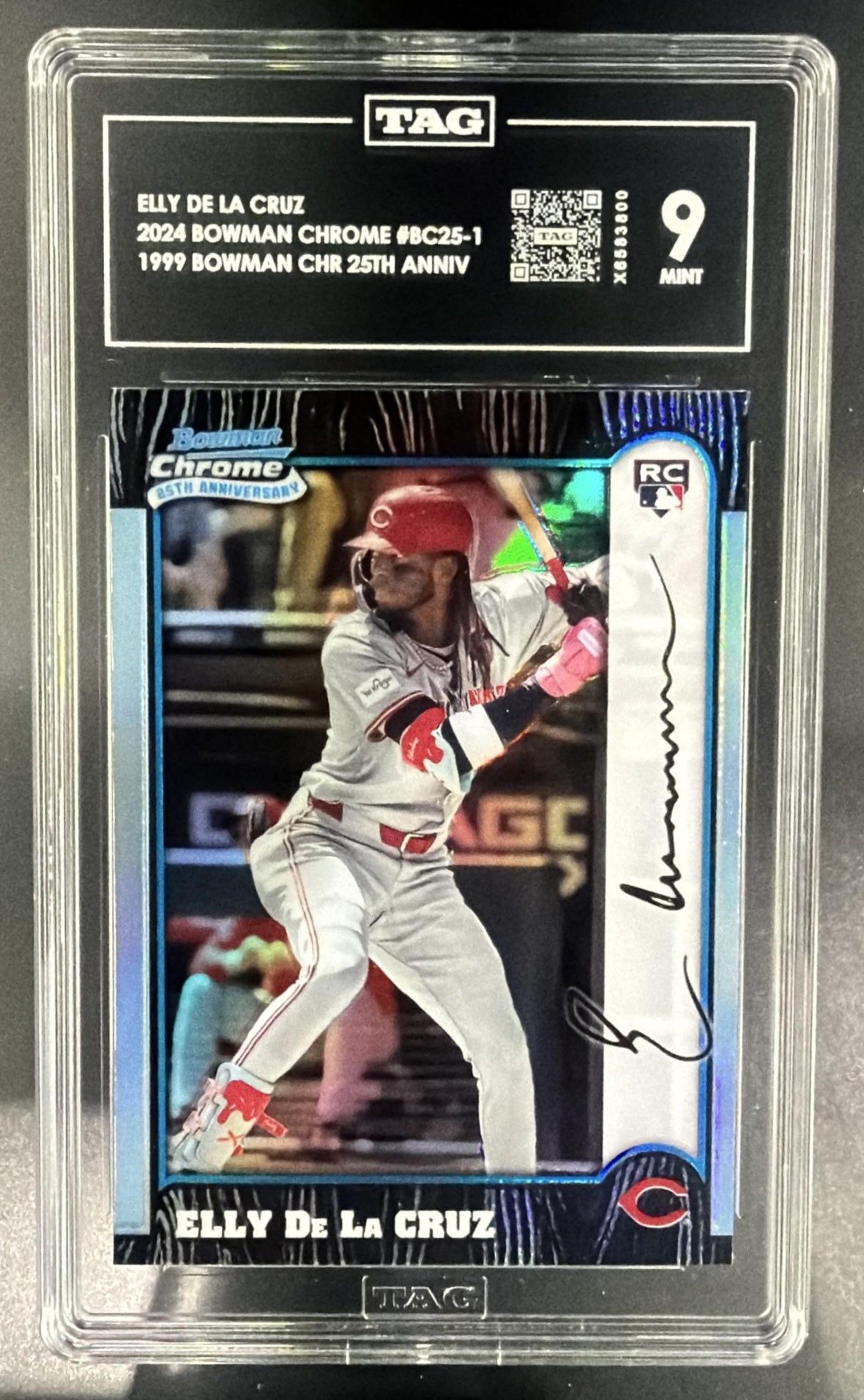 2024 Bowman Chrome Elly De La Cruz #BC25-1 1999 25th Anniversary RC Reds TAG 9 — front