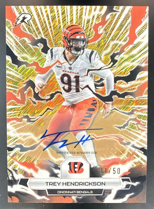 2025 Topps Resurgence Trey Hendrickson Gold Power Surge Refractor /50 SP Auto