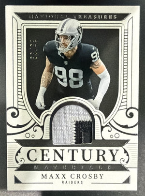 2025 Panini National Treasures Maxx Crosby #CM-MCY Century Materials /99 MEM