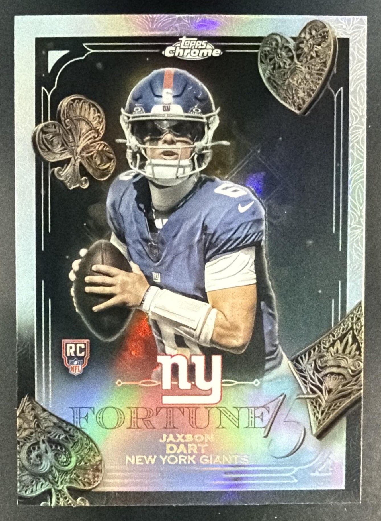 2025 Topps Chrome Jaxson Dart #F15-23 Fortune 15 Refractor RC Giants — front