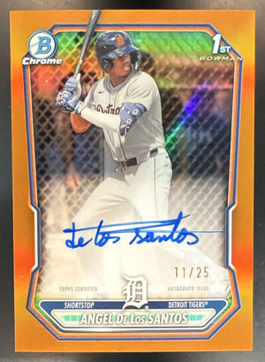 2026 Bowman Chrome Angel De Los Santos Auto Orange Refractor /25 1st Prospect