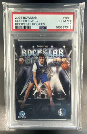 2025-26 Bowman Cooper Flagg #RR-1 Chrome Rockstar Rookies RC Mavericks PSA 10