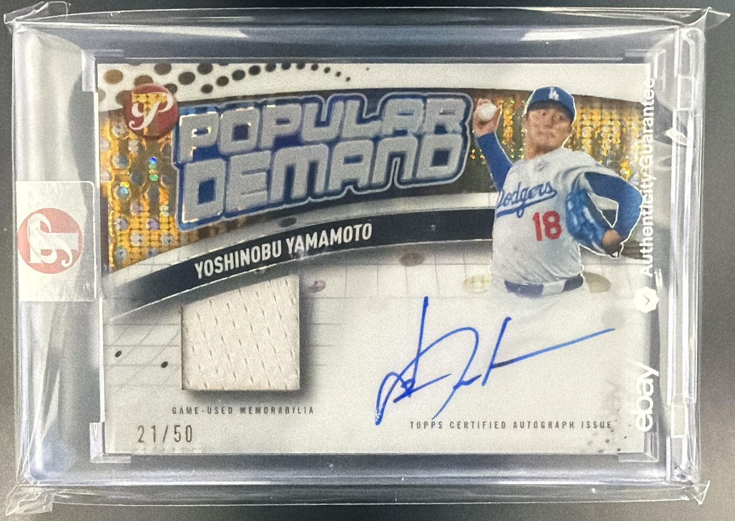 2026 Topps Pristine Yoshinobu Yamamoto Popular Auto Relic Gold Refractor /50 — front