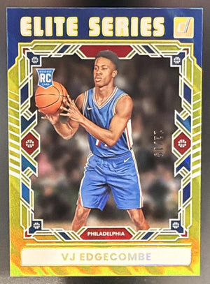 2025-26 Panini Donruss VJ Edgecombe #3 Elite Series Yellow Lava /15 RC 76ers