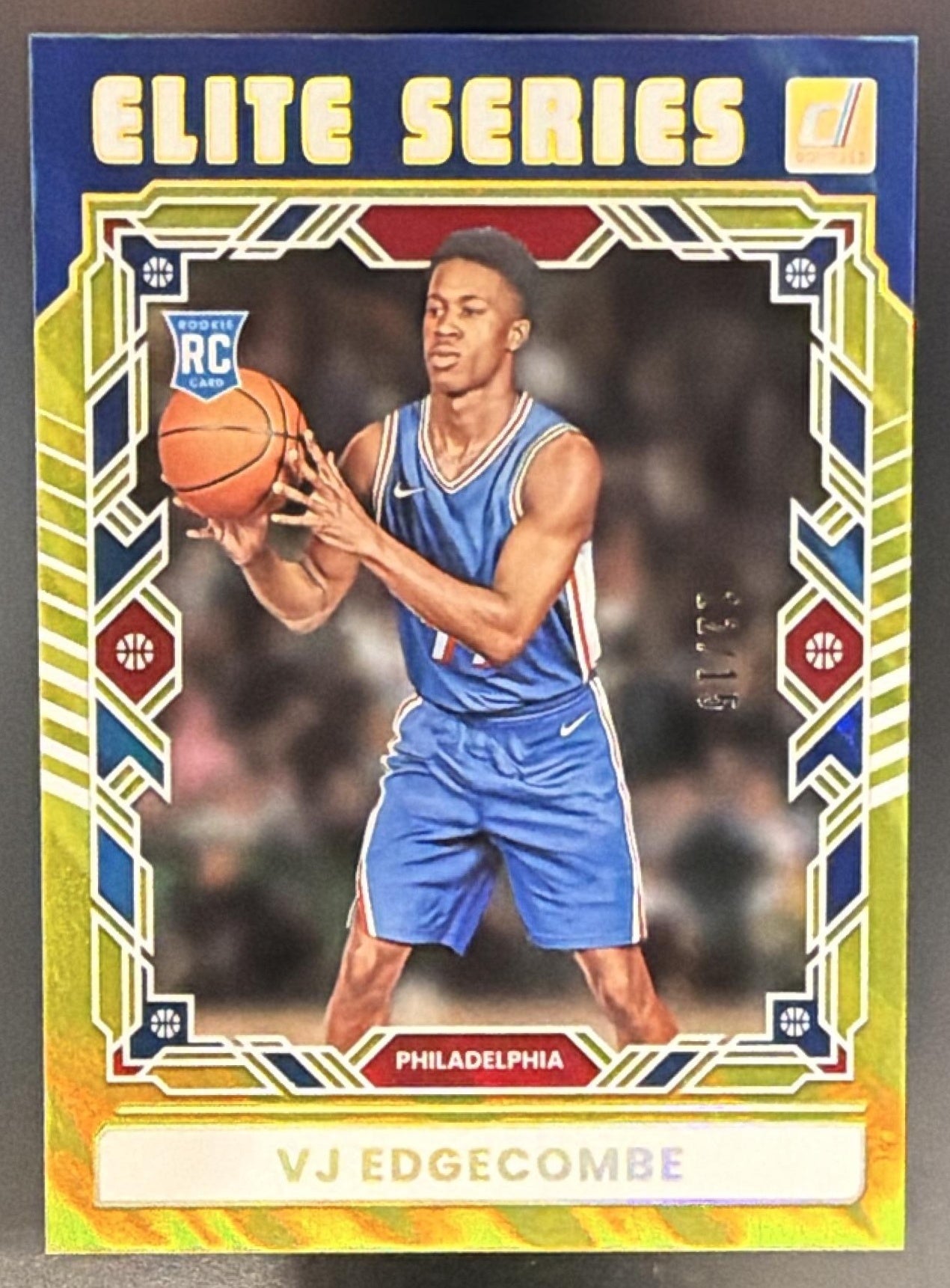 2025-26 Panini Donruss VJ Edgecombe #3 Elite Series Yellow Lava /15 RC 76ers — front