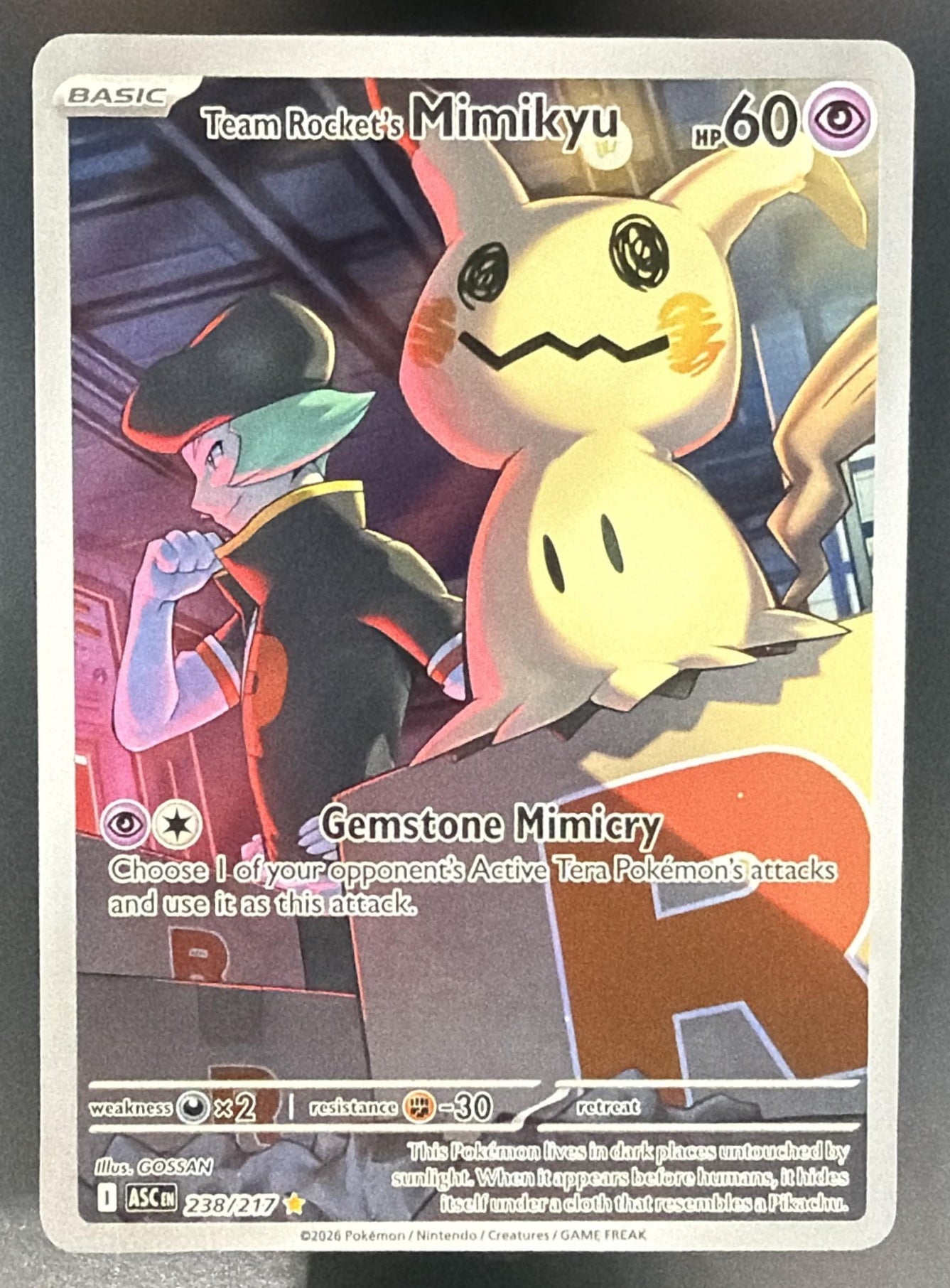 2026 Pokemon Ascended Heroes Team Rocket's Mimikyu #238/217 Illustration Rare — front
