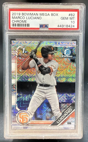 2019 Bowman Marco Luciano Chrome Prospects Mega Box Mojo Refractor PSA 10