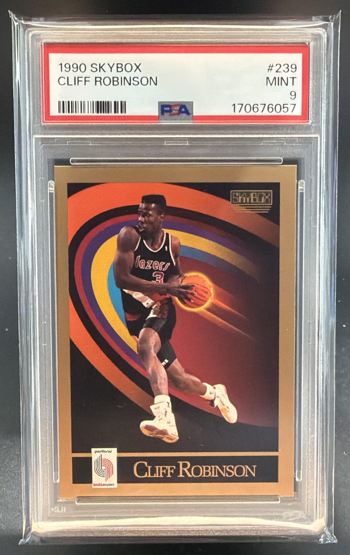 1990-91 Skybox Cliff Robinson #239 RC Trail Blazers PSA 9 — front