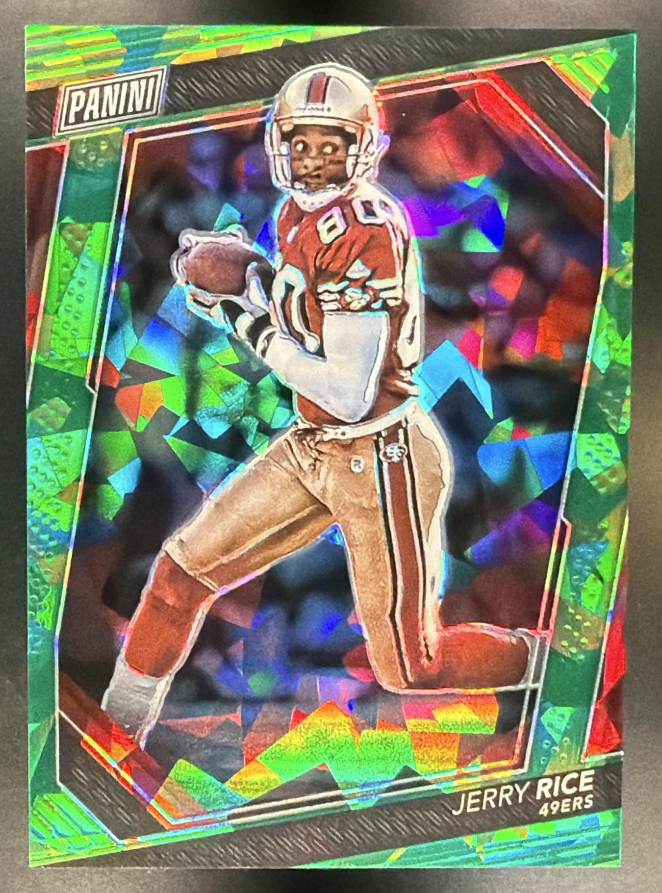 2023 Panini National Convention Gold VIP Jerry Rice #6 Green Sparkle /99 49ers — front