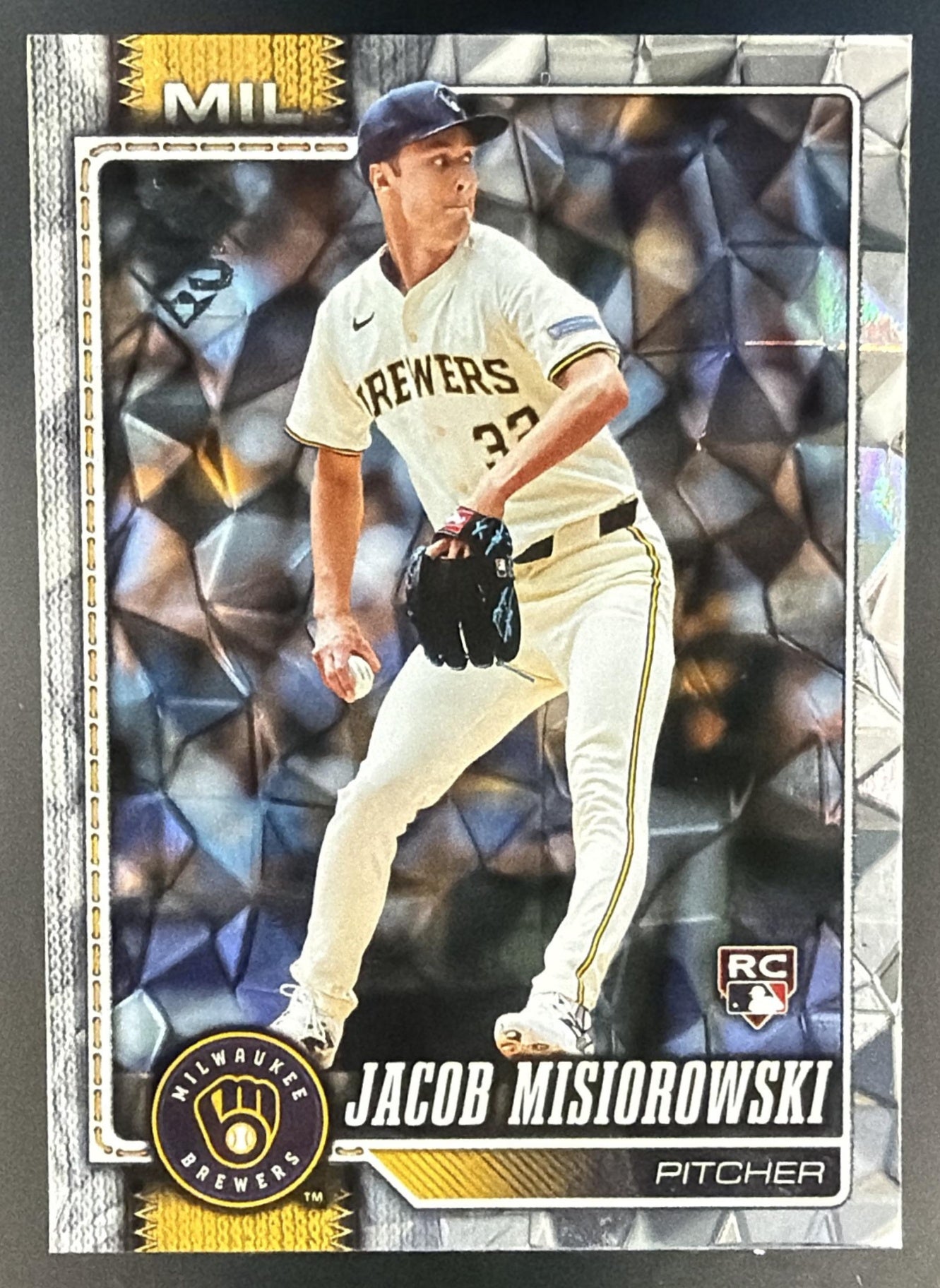 2026 Topps Series 1 Jacob Misiorowski #10 Diamante Foil RC Brewers — front
