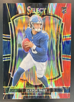 2025 Panini Select Jaxson Dart #193 Premier Level Black and Red Prizm Shock RC