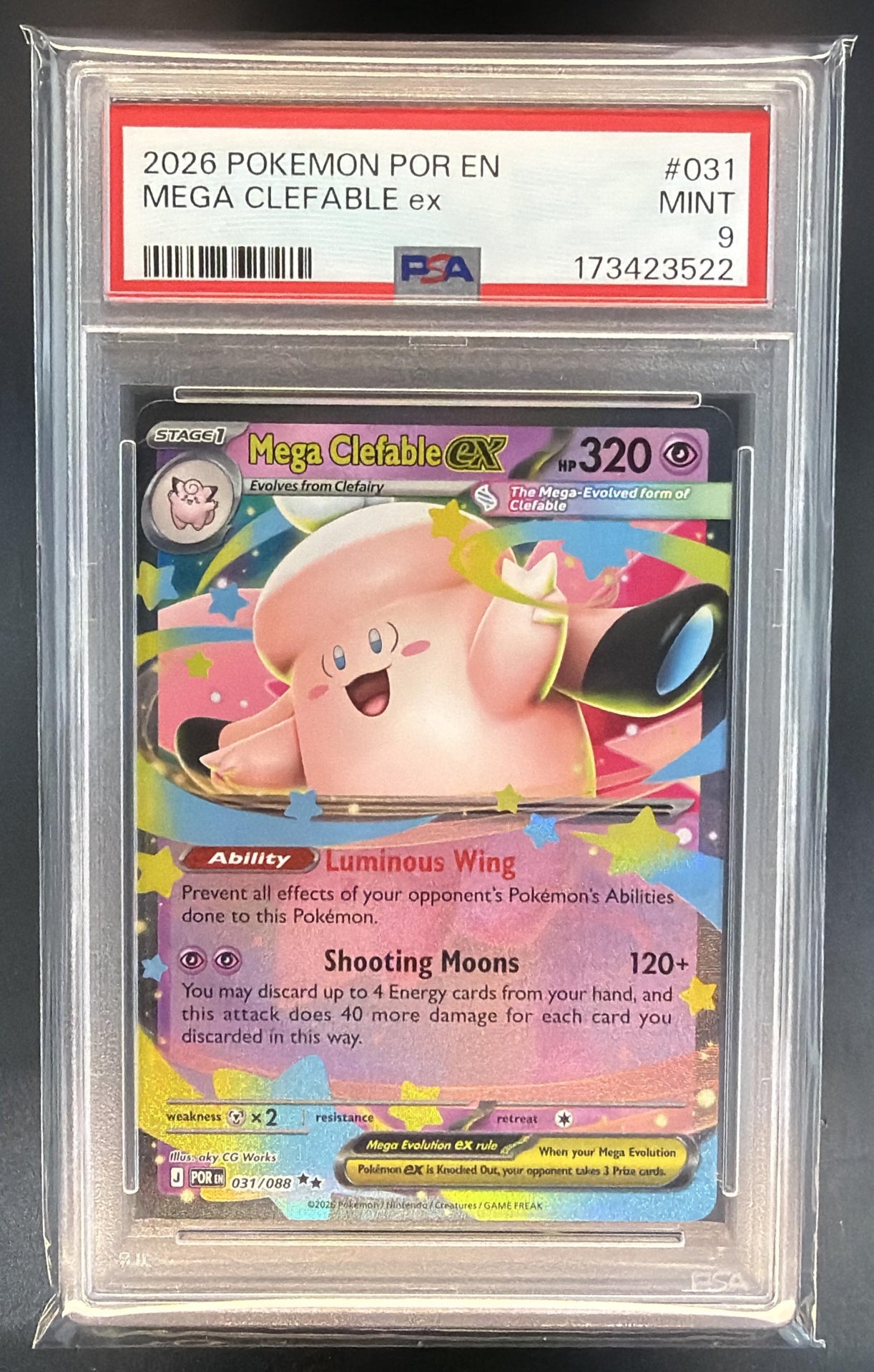 2026 Pokemon Perfect Order Mega Clefable ex #031/088 Double Rare PSA 9 — front