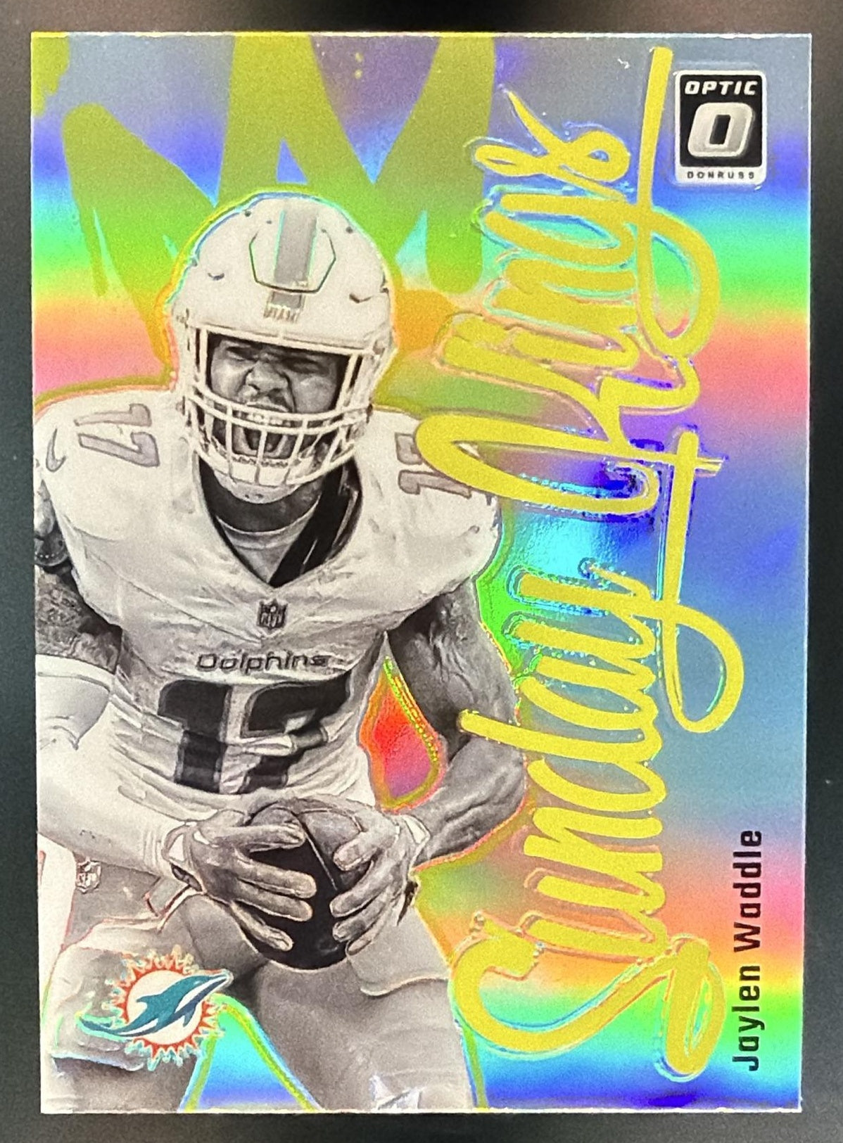 2024 Panini Donruss Optic Jaylen Waddle #14 Sunday Kings Dolphins — front