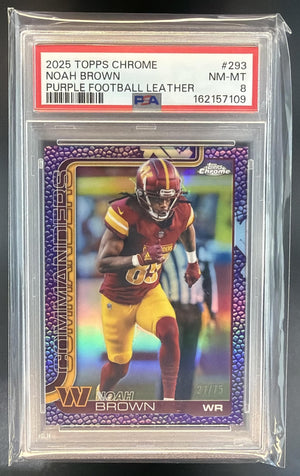 2025 Topps Chrome Noah Brown #293 Football Leather Purple Refractor /75 PSA 8