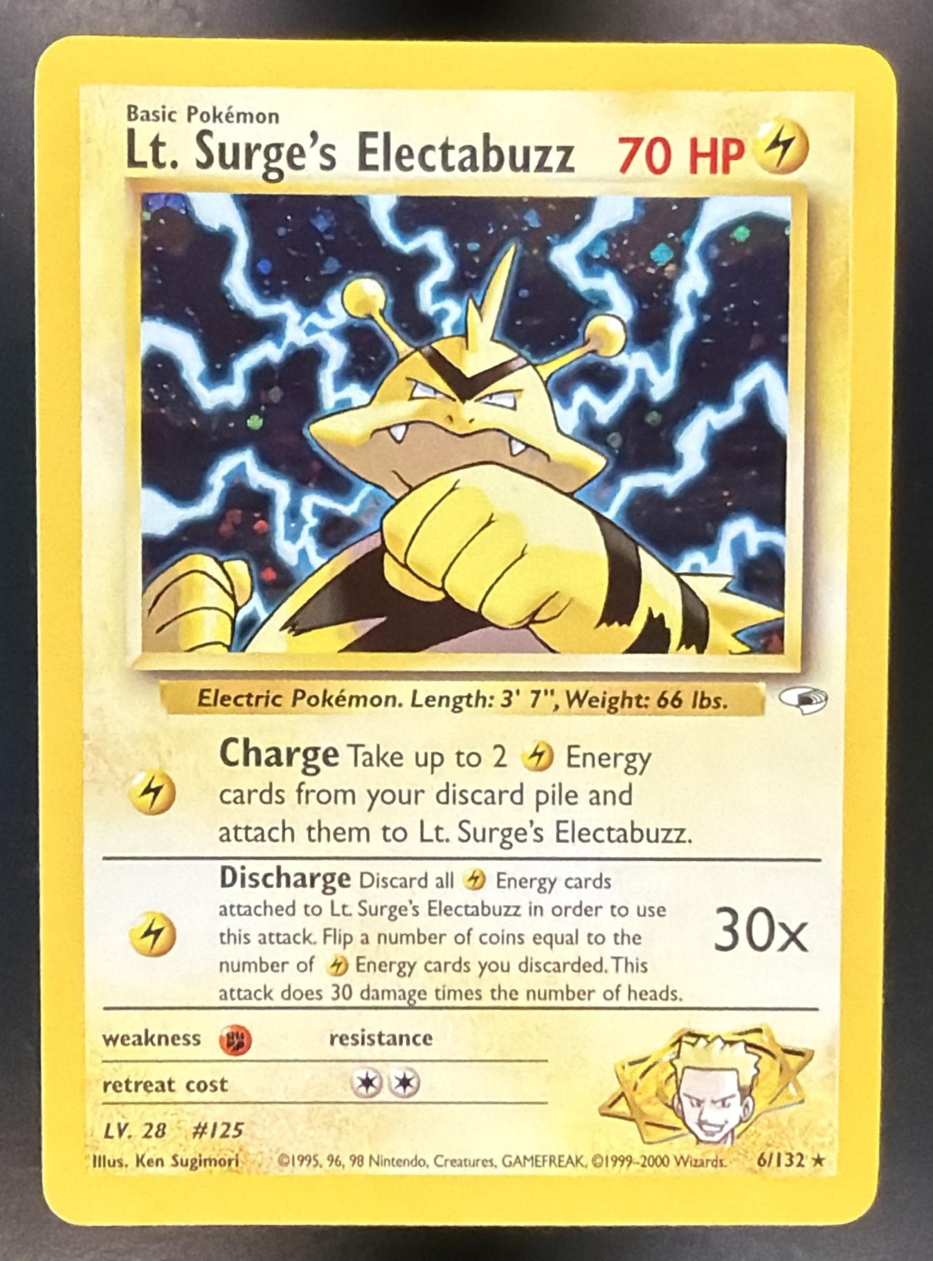 2000 Pokemon Gym Heroes Lt. Surge's Electabuzz #006/132 Holo — front