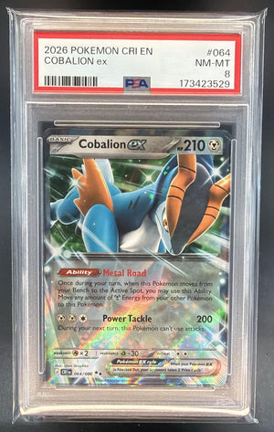 2026 Pokemon Mega Evolution Chaos Rising Cobalion ex #064/086 Double Rare PSA 8