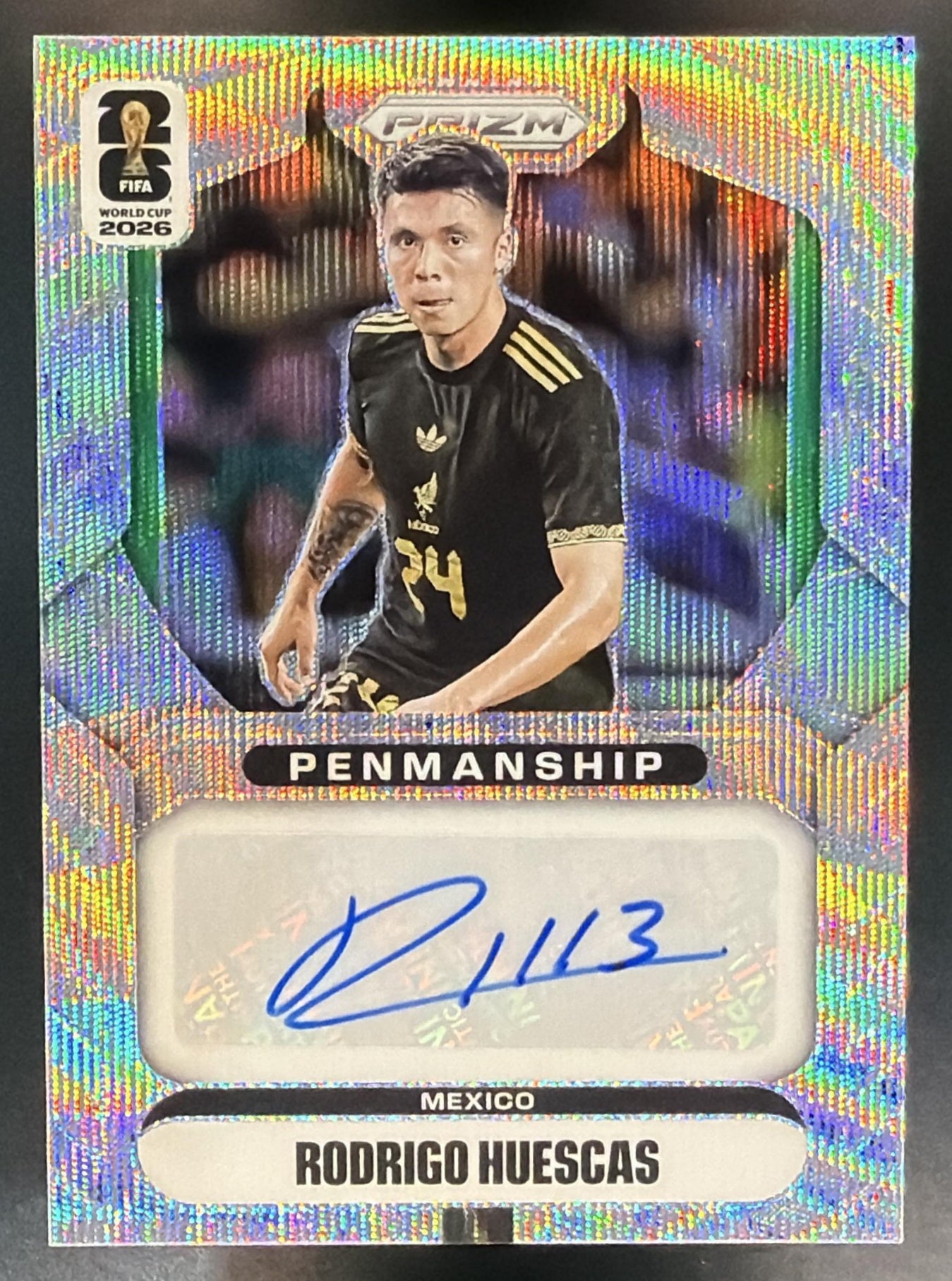 2026 Panini Prizm World Cup Rodrigo Huescas #P-RH Penmanship Wave Auto Mexico — front