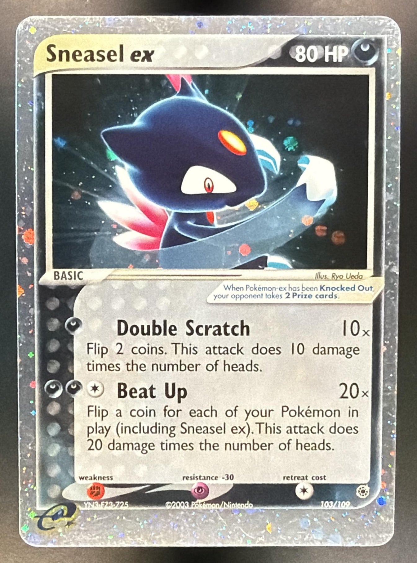 2003 Pokemon EX Ruby & Sapphire Sneasel #103/109 Holo — front