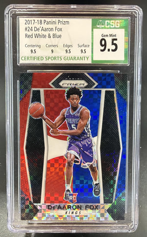 2017-18 Panini Select De'Aaron Fox #175 Tri Color Prizms RC Premier Level Kings