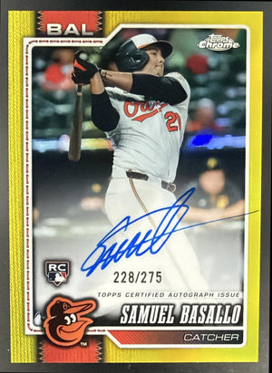 2026 Topps Chrome Samuel Basallo #RA-SB Rookie Auto Yellow Refractor /275 RC