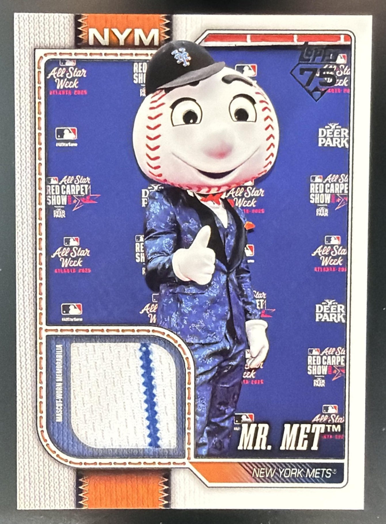 2026 Topps Series 1 Mr. Met #MAS-MRM Mascots Relics MEM Mets — front