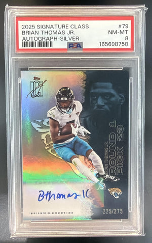 2025 Topps Signature Class Brian Thomas Jr. Veteran Auto Silver Foil /275 PSA 8