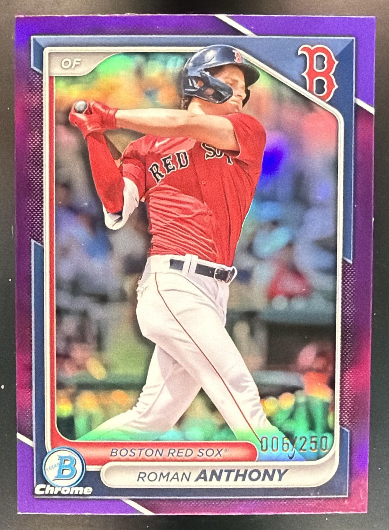 2024 Bowman Draft Roman Anthony #BDC-19 Chrome Purple Refractor 6/250 Red Sox — front