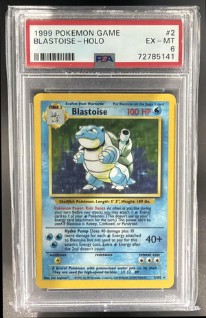 1999 Pokemon Unlimited Blastoise #2/102 Set Rare Holo PSA 6