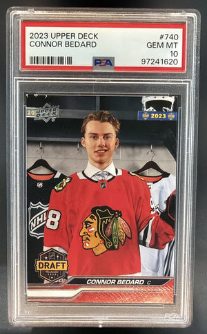 2023-24 Upper Deck Connor Bedard #740 1st Round Draft RC Blackhawks PSA 10