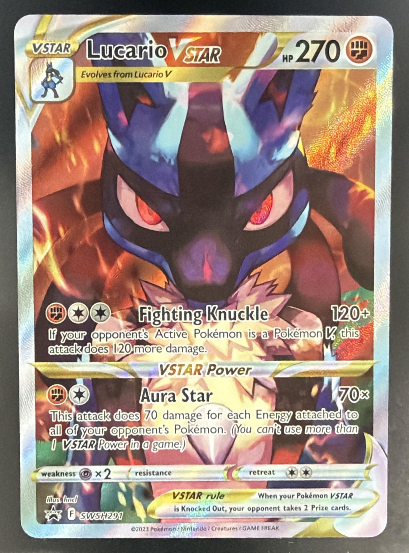 Pokemon Sword & Shield Black Star Promos Lucario VST #SWSH291 2022 — front
