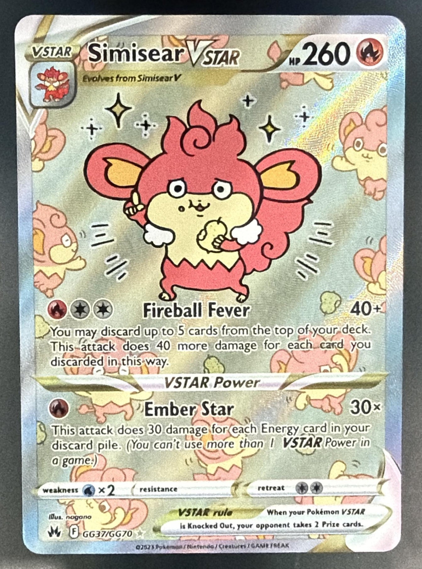 2023 Pokemon Sword & Shield Crown Zenith Simisear VST #GG37/GG70 Galarian — front