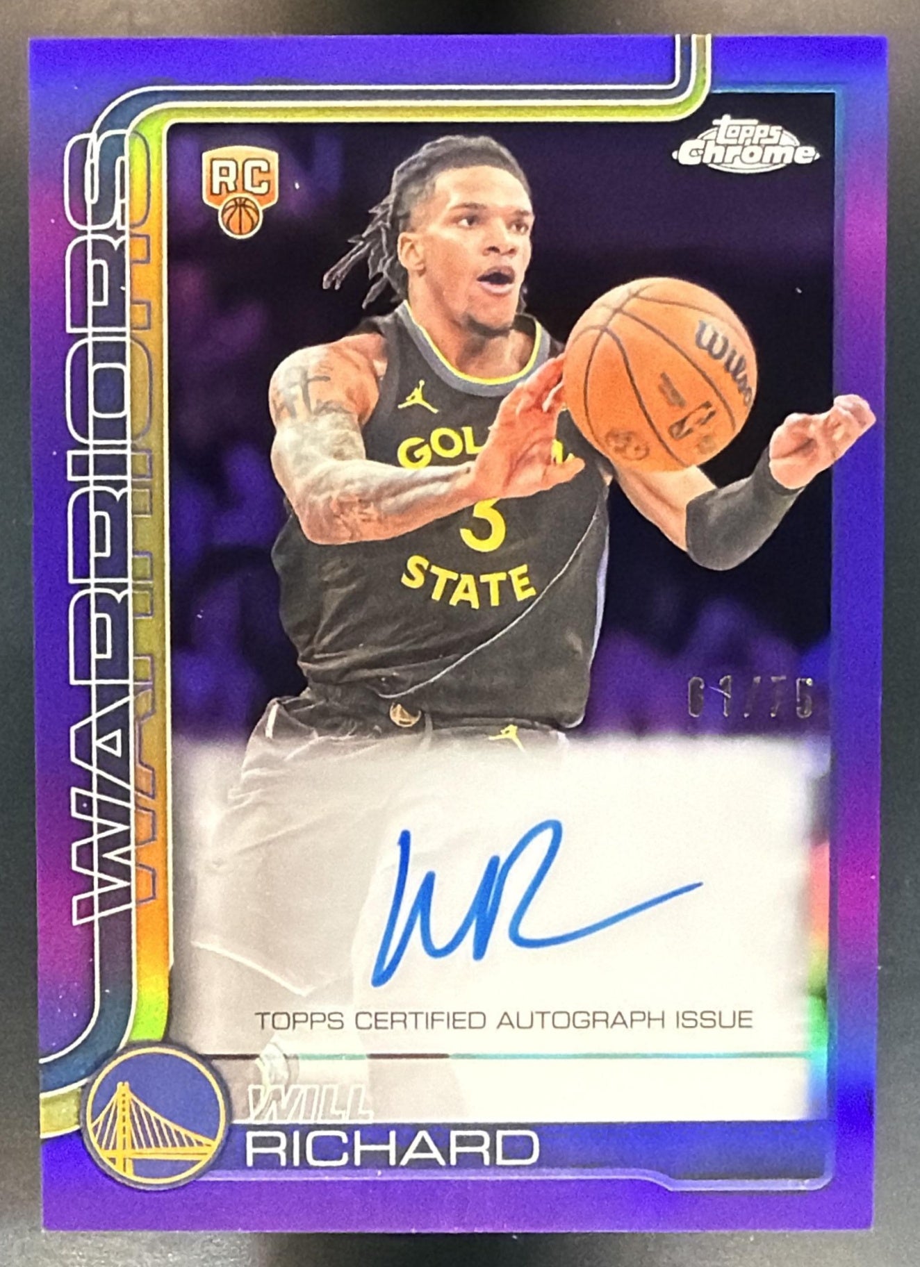 2025 Topps Chrome Update Will Richard #TCA-WR Auto Purple Refractor /75 RC — front