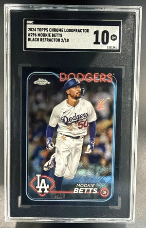 2024 Topps Chrome Logofractor Mookie Betts #296 Black MLB Refractor /10 SGC 10