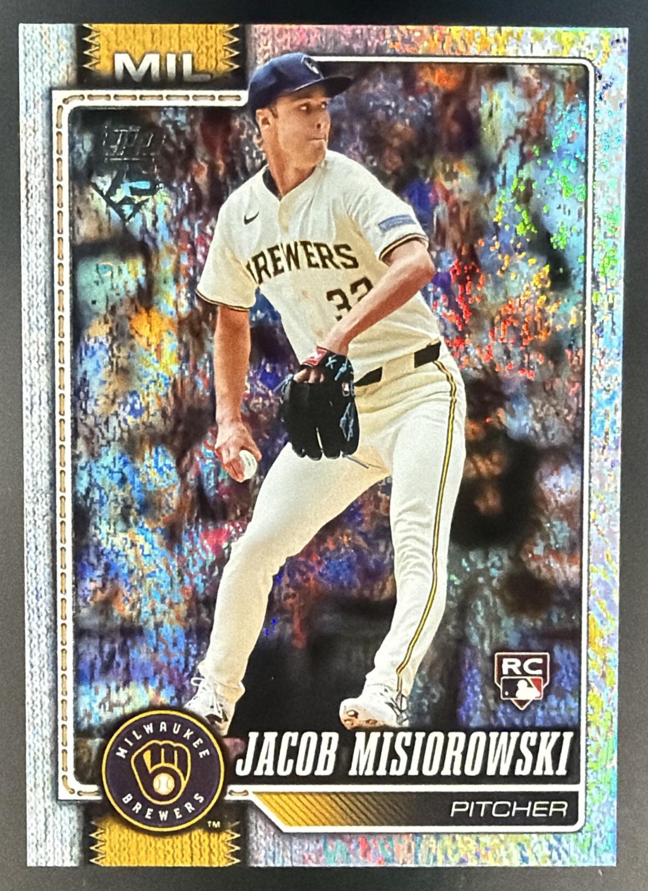 2026 Topps Series 1 Jacob Misiorowski #10 Holo Foil RC Brewers — front