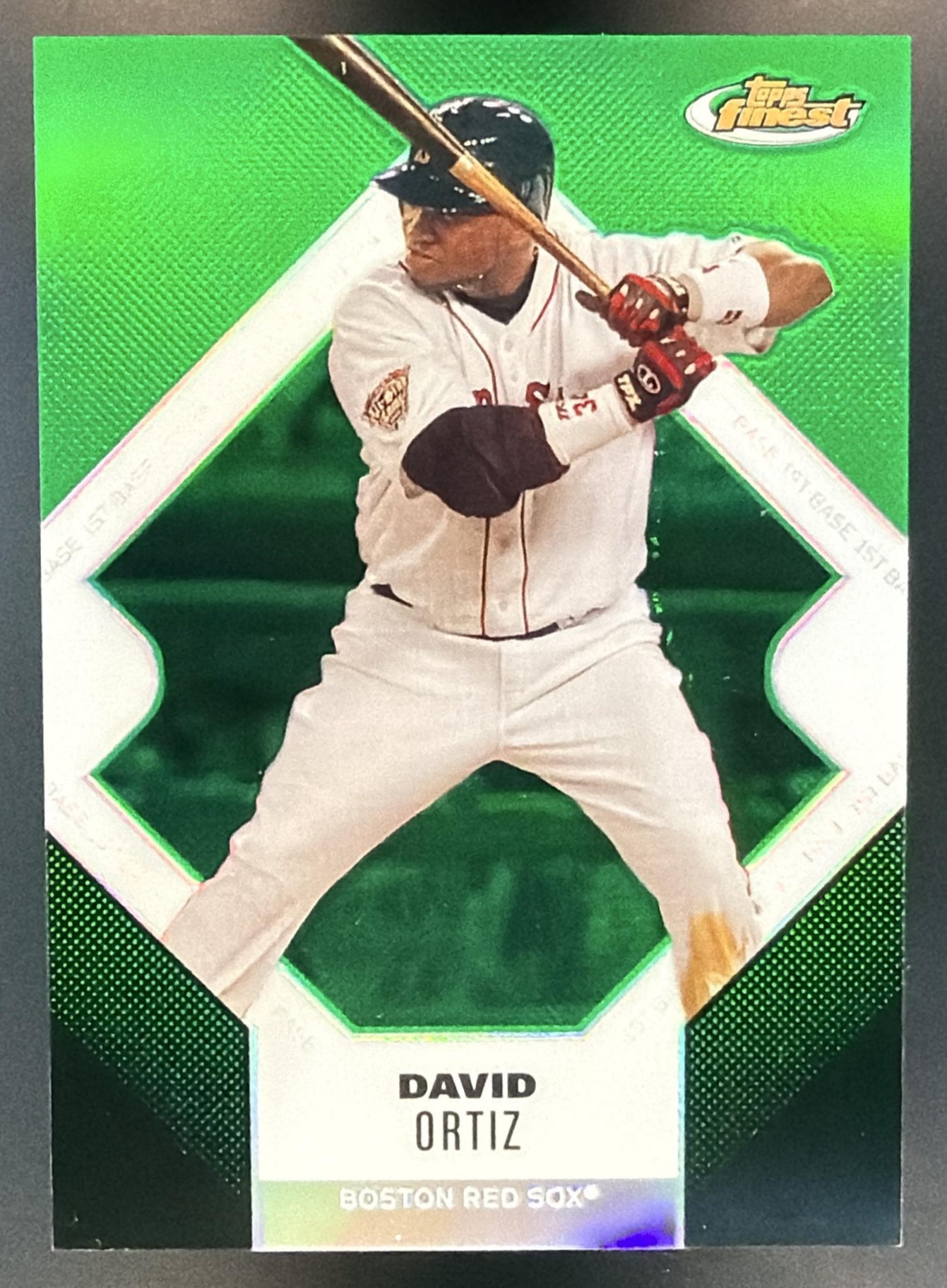 2006 Topps Finest David Ortiz #95 Refractor Green /199 Red Sox — front