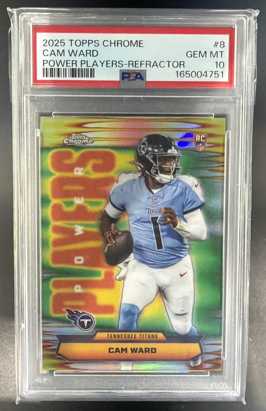 2025 Topps Chrome Cam Ward #PP-8 Power Players Refractor RC Titans PSA 10 — front