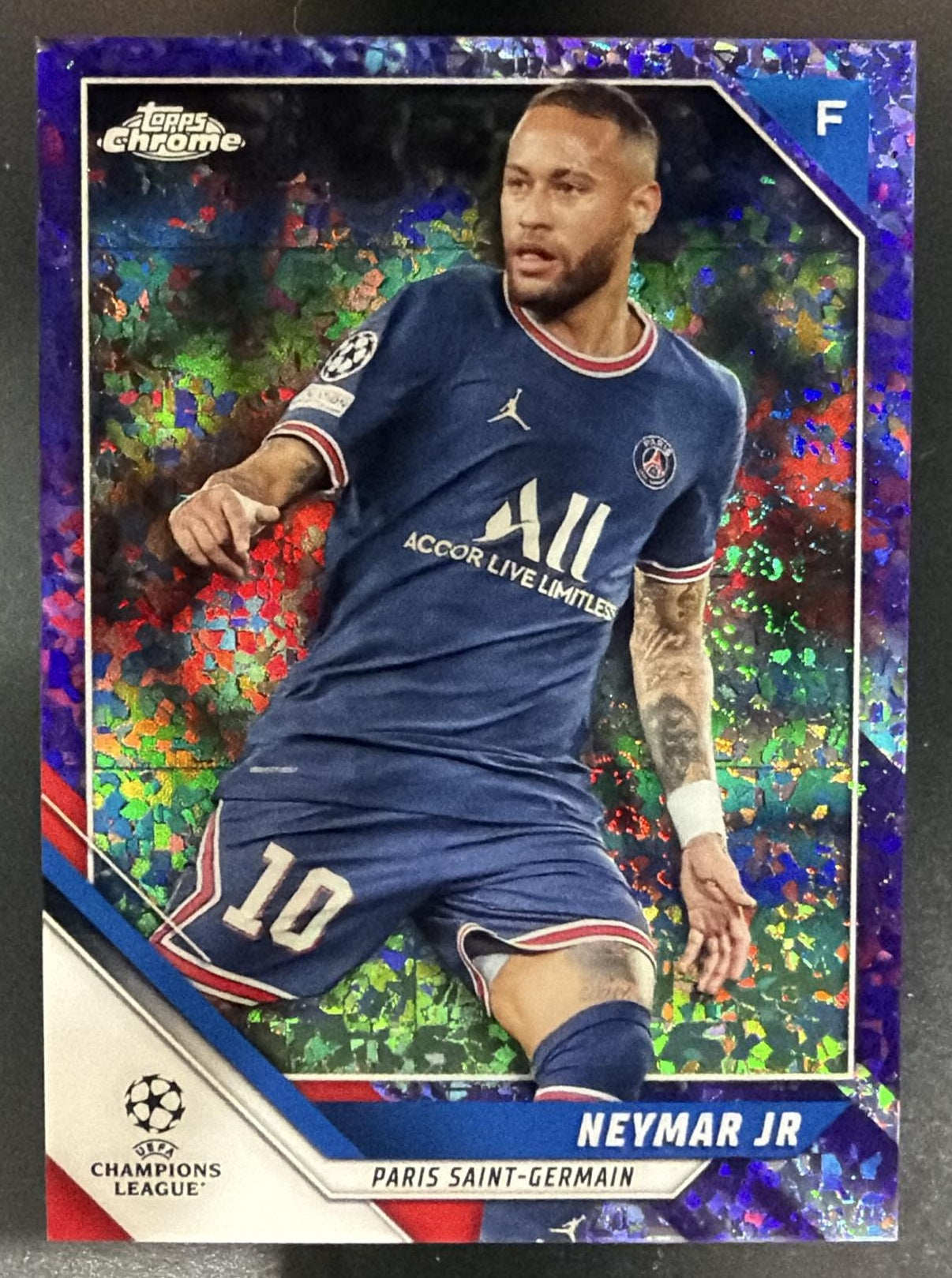 2021 Topps Chrome Champions League Neymar Jr Purple Mini Diamond Refractor /250 — front