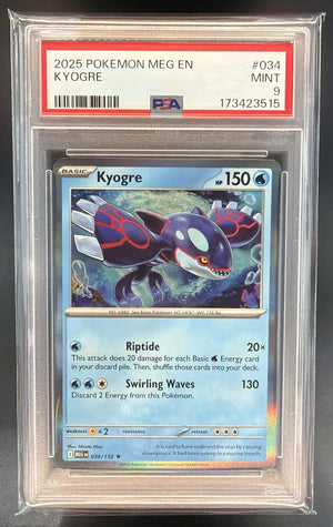 2025 Pokemon Mega Evolution Kyogre #034/132 Rare PSA 9