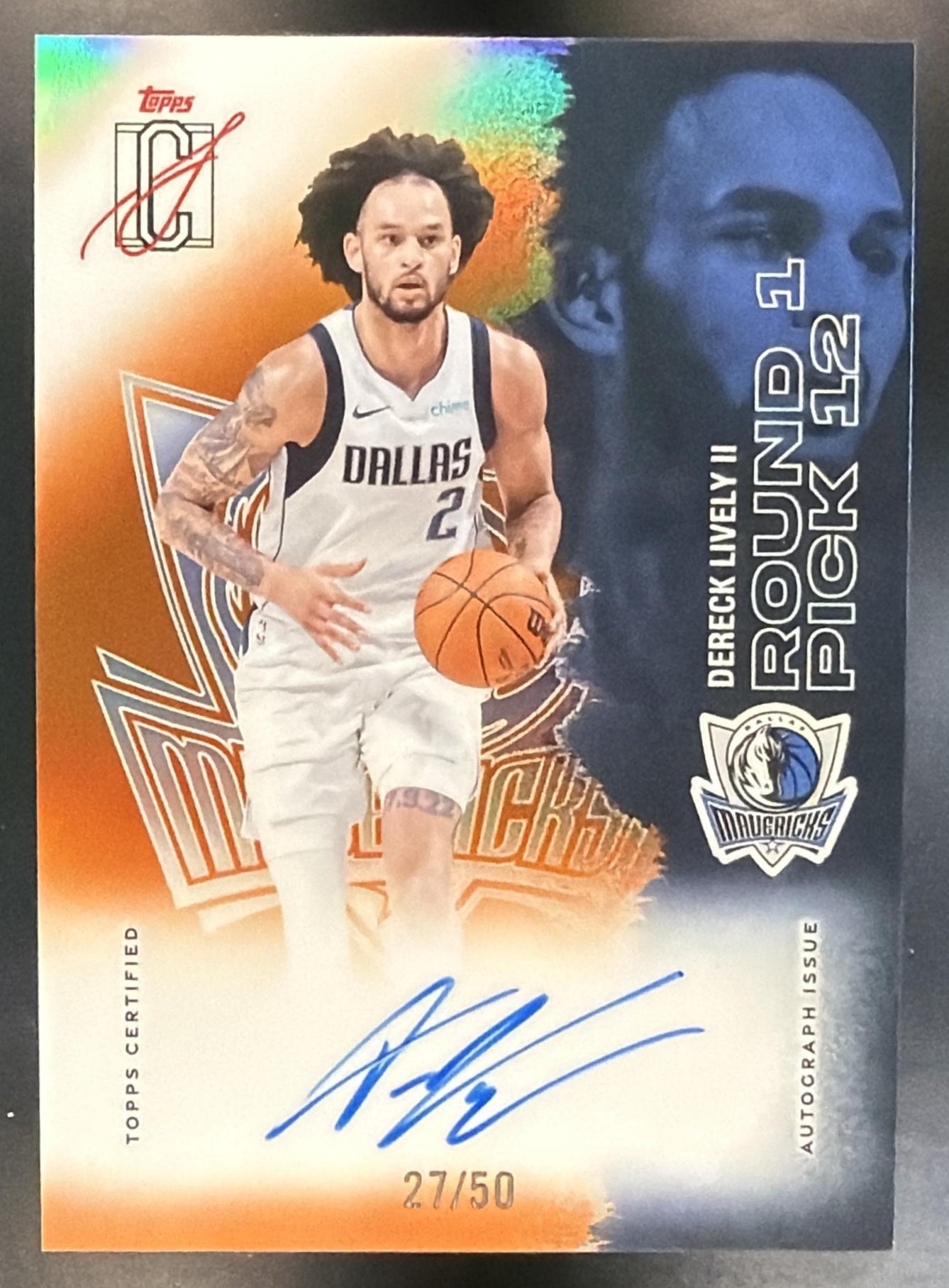 2025 Topps Signature Class Dereck Lively II Chrome Auto Orange Refractor /50 — front