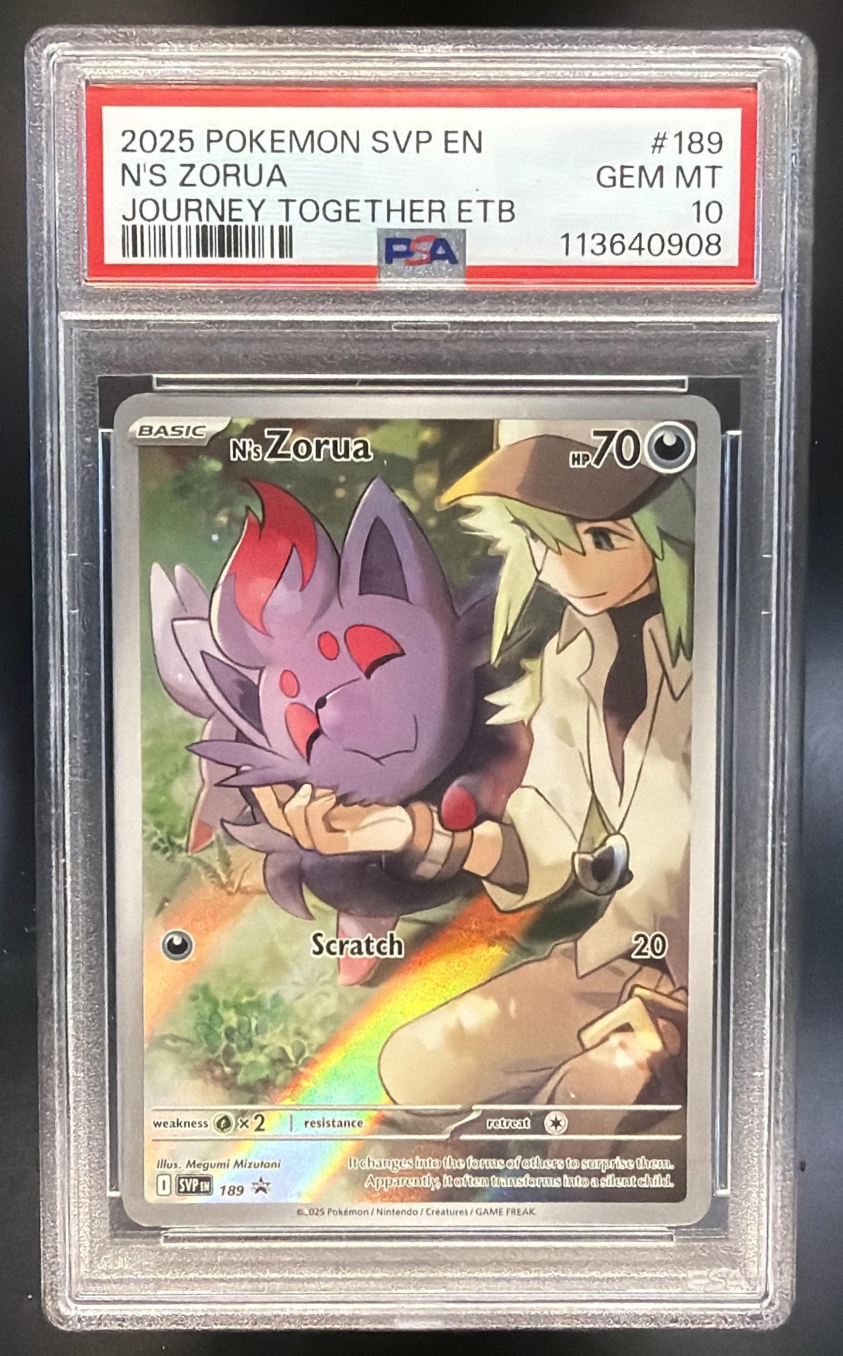 Pokemon SV Black Star Promos N's Zorua #189 2024 PSA 10 — front