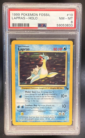 1999 Pokemon Fossil Lapras #10/62 PSA 8