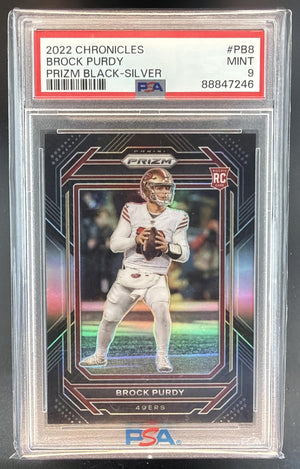2022 Panini Chronicles Brock Purdy #PB-8 Prizm Black Silver RC 49ers PSA 9