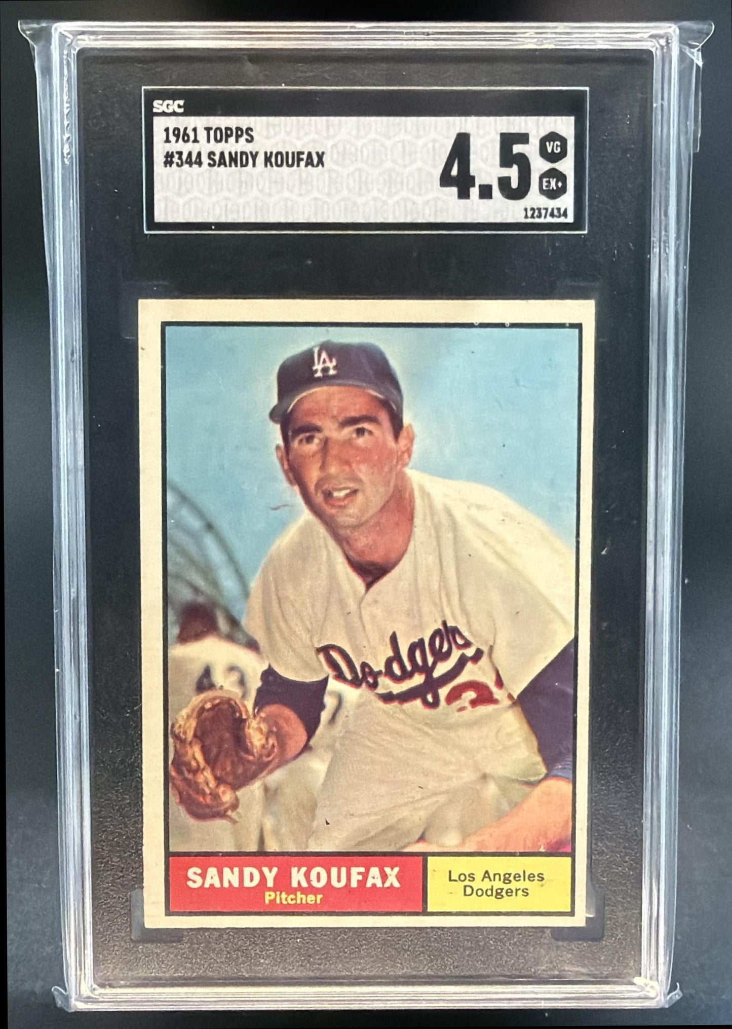 1961 Topps Sandy Koufax #344 Dodgers SGC 4.5 — front