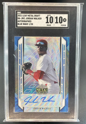 2021 Leaf Metal Draft Jordan Walker #BA-JW1 Blue Wave 1/20 Auto SGC 10
