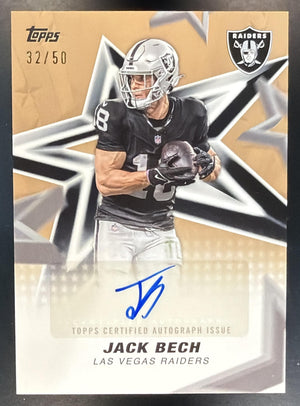 2026 Topps Jack Bech #NFLSA-JB NFL Stars Auto Gold Foil 32/50 SSP Raiders
