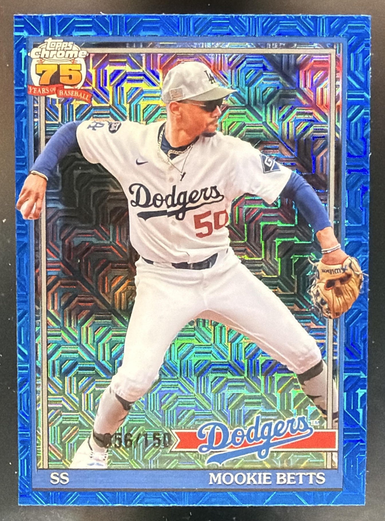 2026 Topps Series 1 Mookie Betts 1991 Chrome Blue Mojo Refractor /150 — front