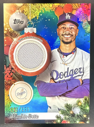 2025 Topps Holiday Mookie Betts #PR-MB Player Relics Blue Metallic /299 MEM