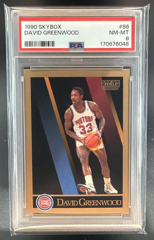 1990-91 Skybox David Greenwood #86 Pistons PSA 8